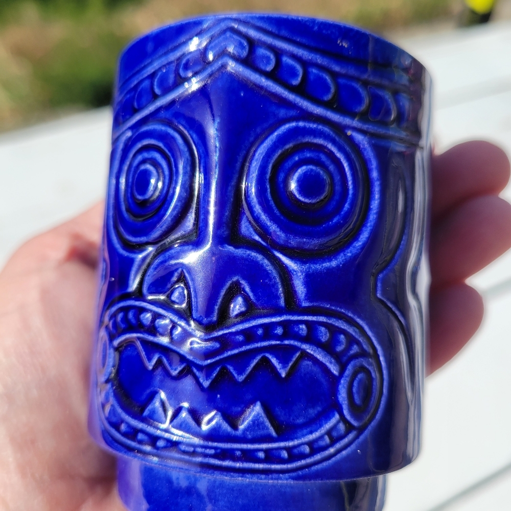 Vintage Tiki Ceramic Cup Vase ~ Bar Cart ~ "WHS 1968" ~ Retro ~ Beachy ~ Cute!